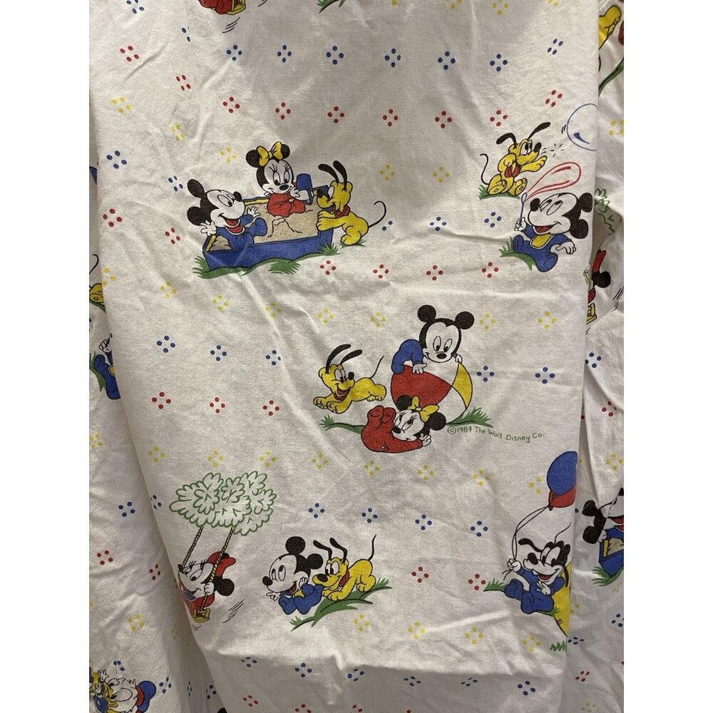 VTG 1984 Disney Babies Baby Mickey Mouse Minnie Goofy Donald Crib Sheet Fitted